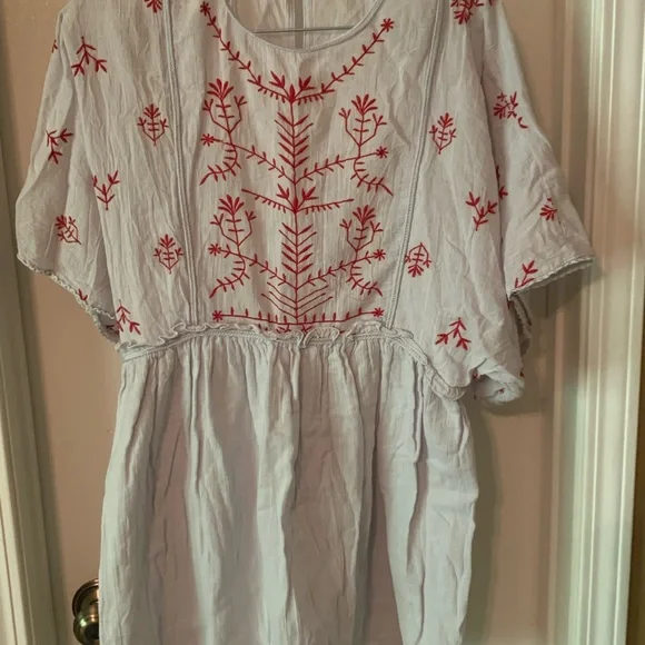 Zara | Dresses | Zara Blue Embroidered Linen Dress | Poshmark